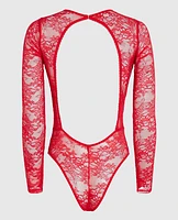 Unlined Long Sleeve Bodysuit Cosmo Red