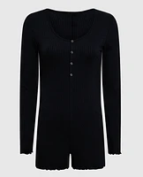 Long Sleeve Ribbed Onesie Smoulder Black