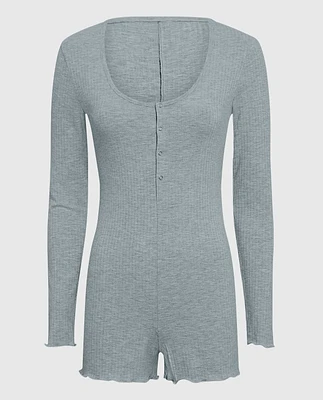 Long Sleeve Ribbed Onesie Cool Gray