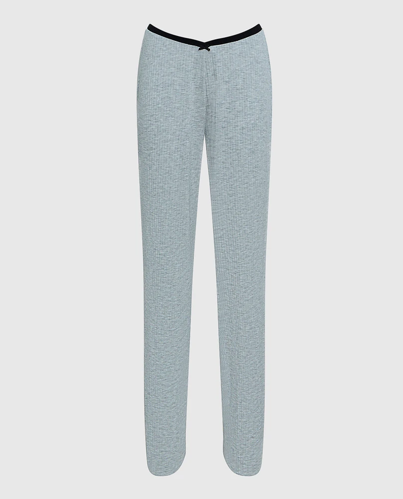 Ribbed Pajama Pant with V-Waist Cool Gray