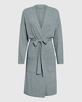 Long Sleeve Ribbed Robe Cool Gray