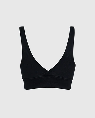 V-Neck Bralette with Logo Smoulder Black