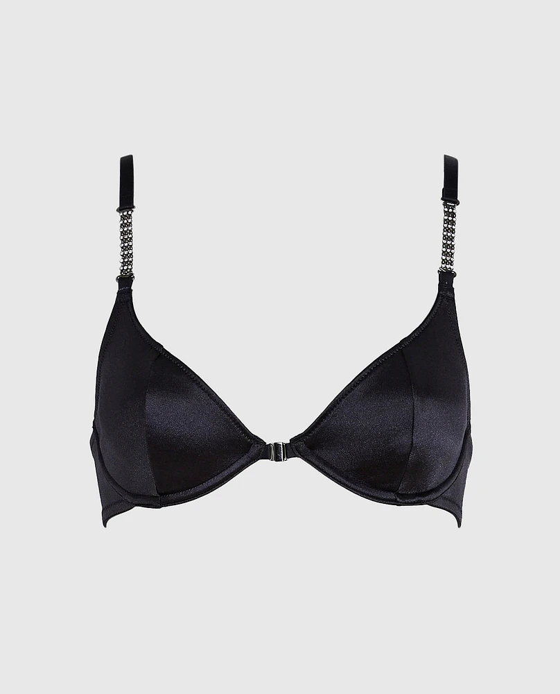 Satin Unlined Bra Smoulder Black