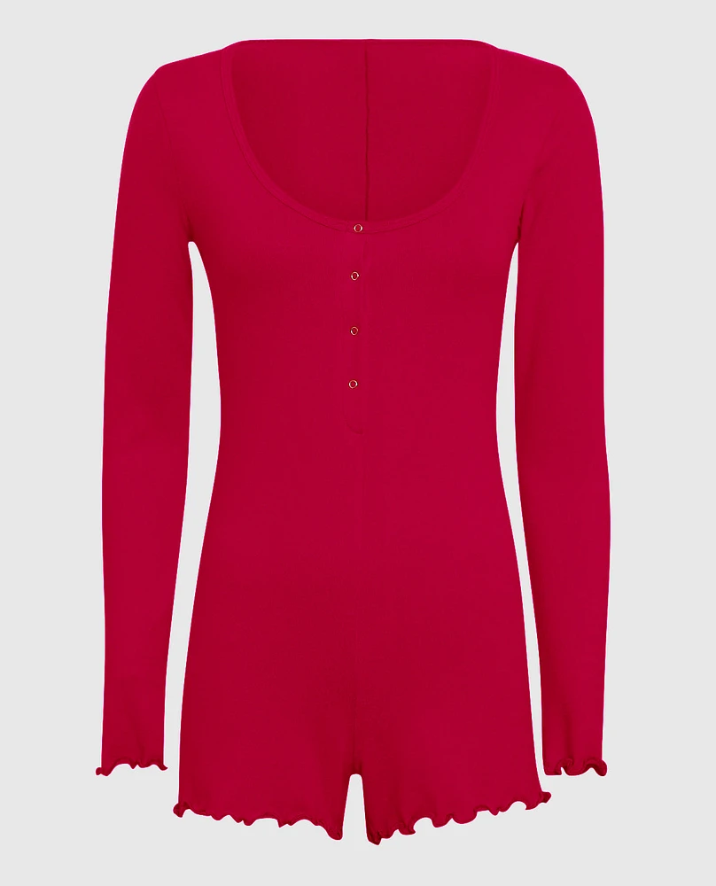 Long Sleeve Onesie Cosmo Red