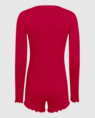 Long Sleeve Onesie Cosmo Red