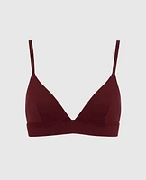 Unlined Bralette with V Neck Red Wine