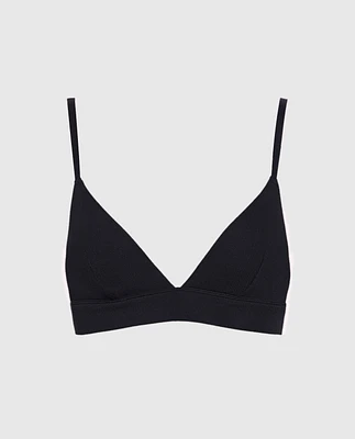 Unlined  V Neck Bralette Black