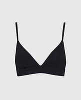 Unlined Bralette with V Neck Smoulder Black