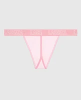 G-String Panty with Logo Pink