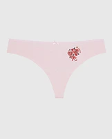 Tanga avec boucle rose indiscret