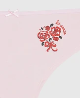 Tanga avec boucle rose indiscret