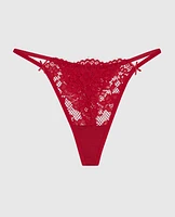 Allover Lace High Leg G-String Panty Cosmo Red