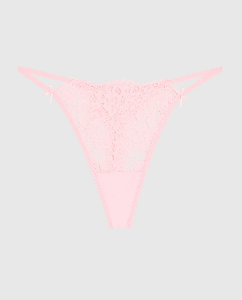 Allover Lace High Leg G-String Panty Pink-A-Boo