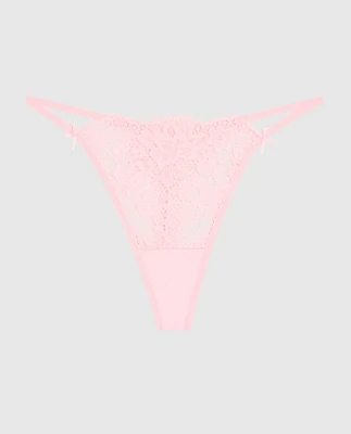 Allover Lace High Leg G-String Panty Pink-A-Boo