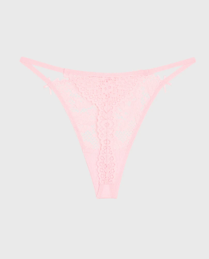 Allover Lace High Leg G-String Panty Pink-A-Boo