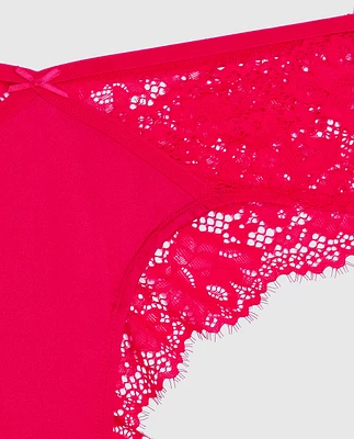 Culotte Cheeky en dentelle rouge cosmo