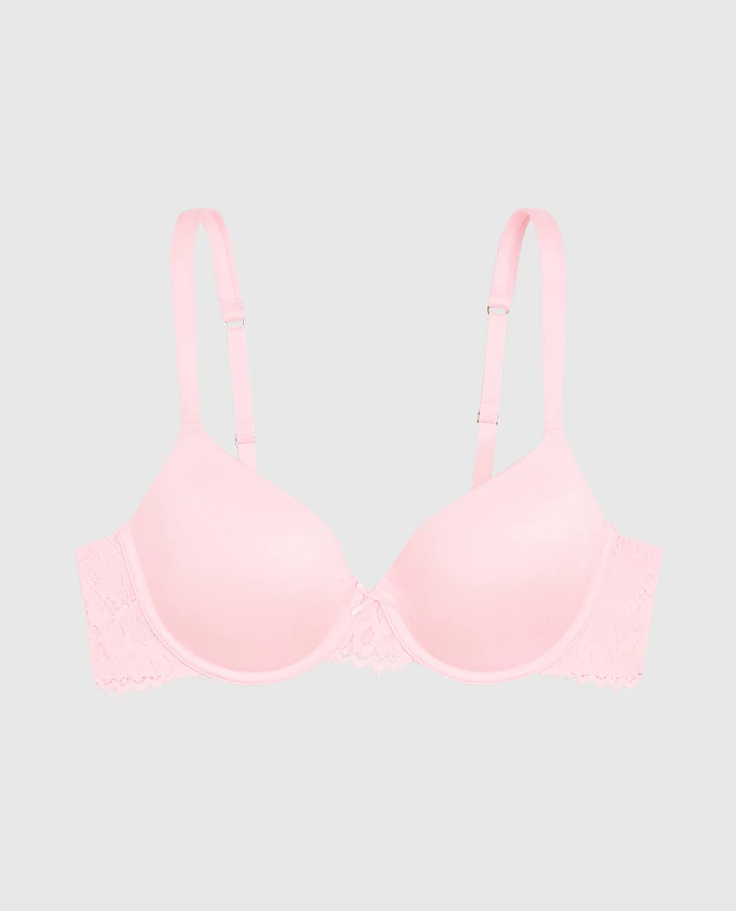 Lightly Lined Full Coverage Bra with Lace Pink-A-Boo