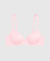 Lightly Lined Full Coverage Bra with Lace Pink-A-Boo