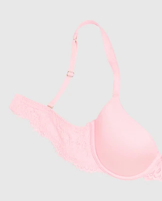 Lightly Lined Full Coverage Bra with Lace Pink-A-Boo