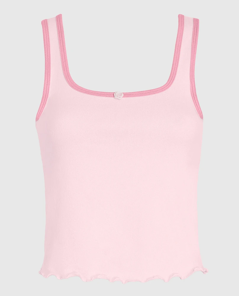 Pajama Tank with Rosette Pink