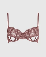 Unlined Lace Bra with Cut-Outs Dusty Cedar