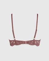 Unlined Lace Bra with Cut-Outs Dusty Cedar