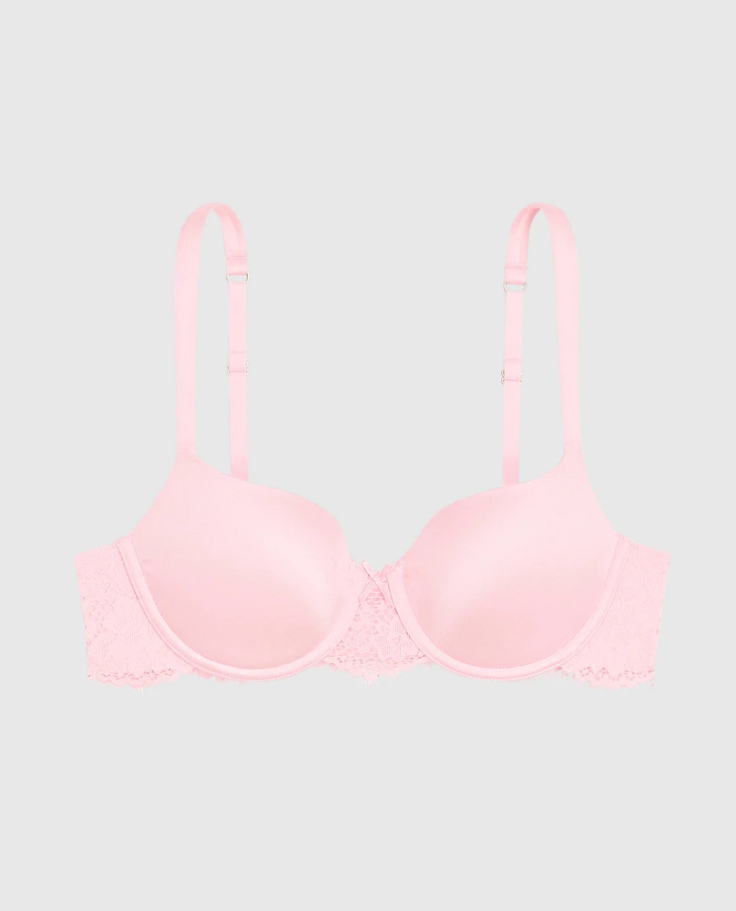 Lightly Lined Balconette Bra with Lace Pink-A-Boo