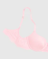 Lightly Lined Balconette Bra with Lace Pink-A-Boo