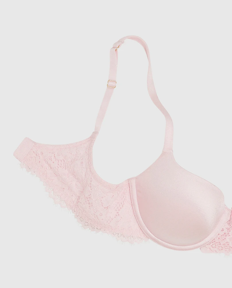 Lightly Lined Balconette Bra with Lace Pink-A-Boo