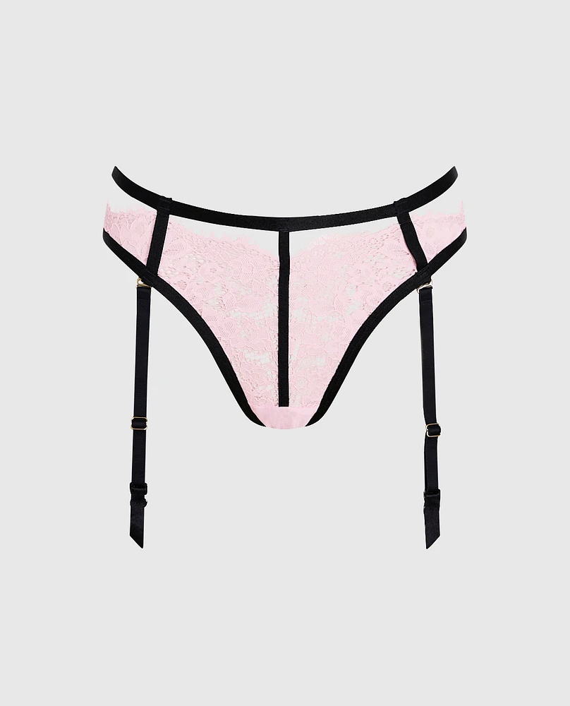 Cheeky Panty with Garter Pink-A-Boo