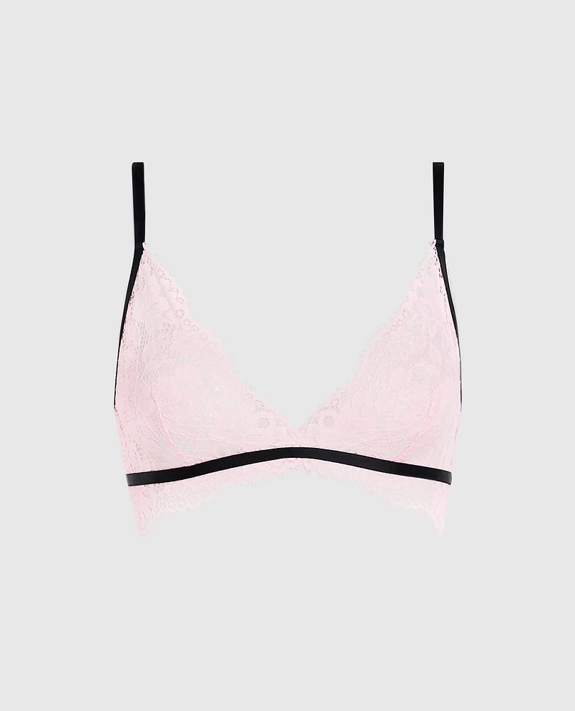 Unlined Lace Bralette Pink-A-Boo