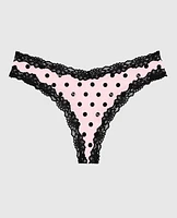 Thong Panty with Lace Trim LS Dot