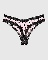 Thong Panty with Lace Trim LS Dot