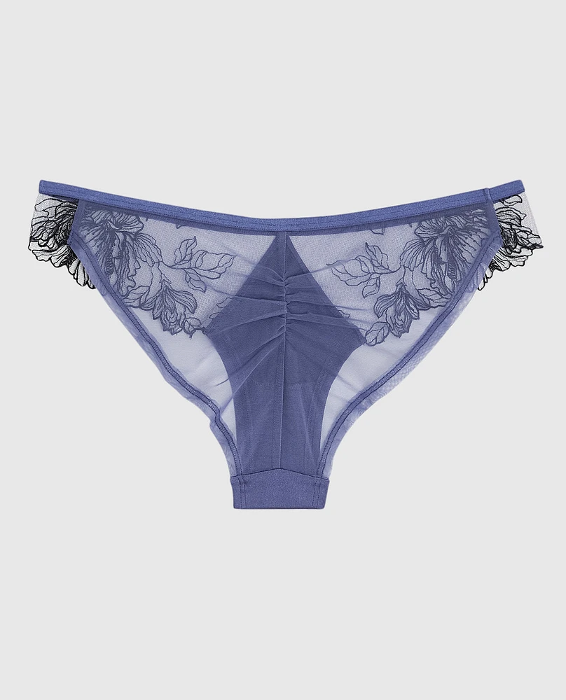 Lace High Leg Cheeky Dusk Blue