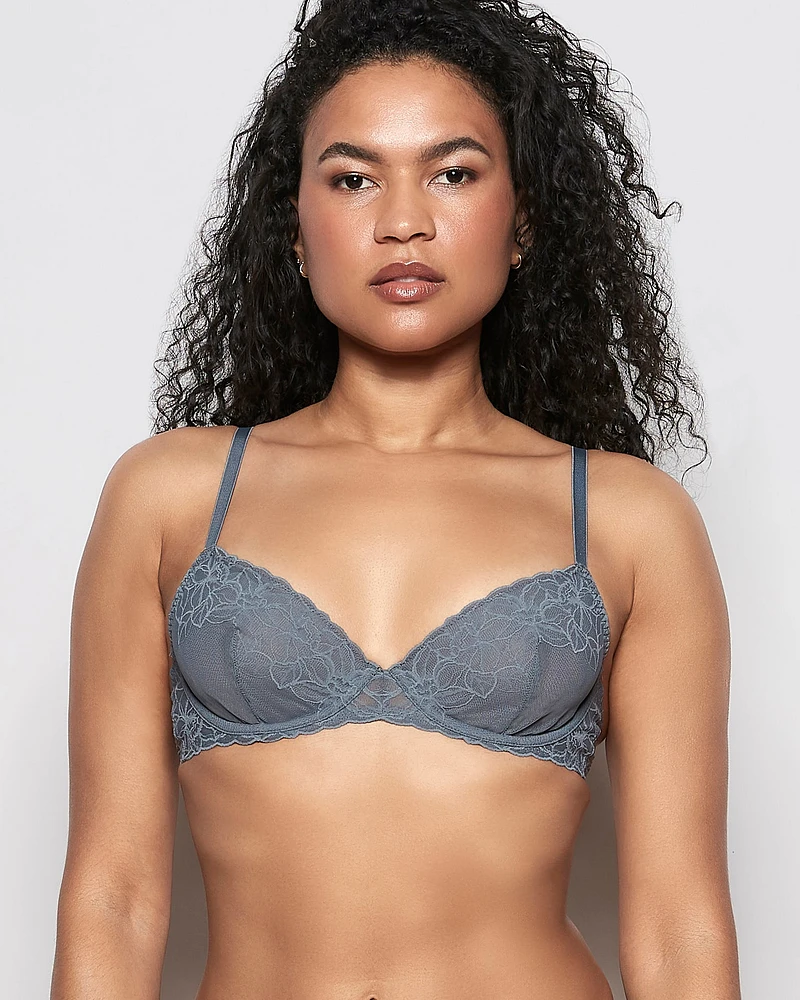 Unlined Lace Demi Bra Stormy Weather