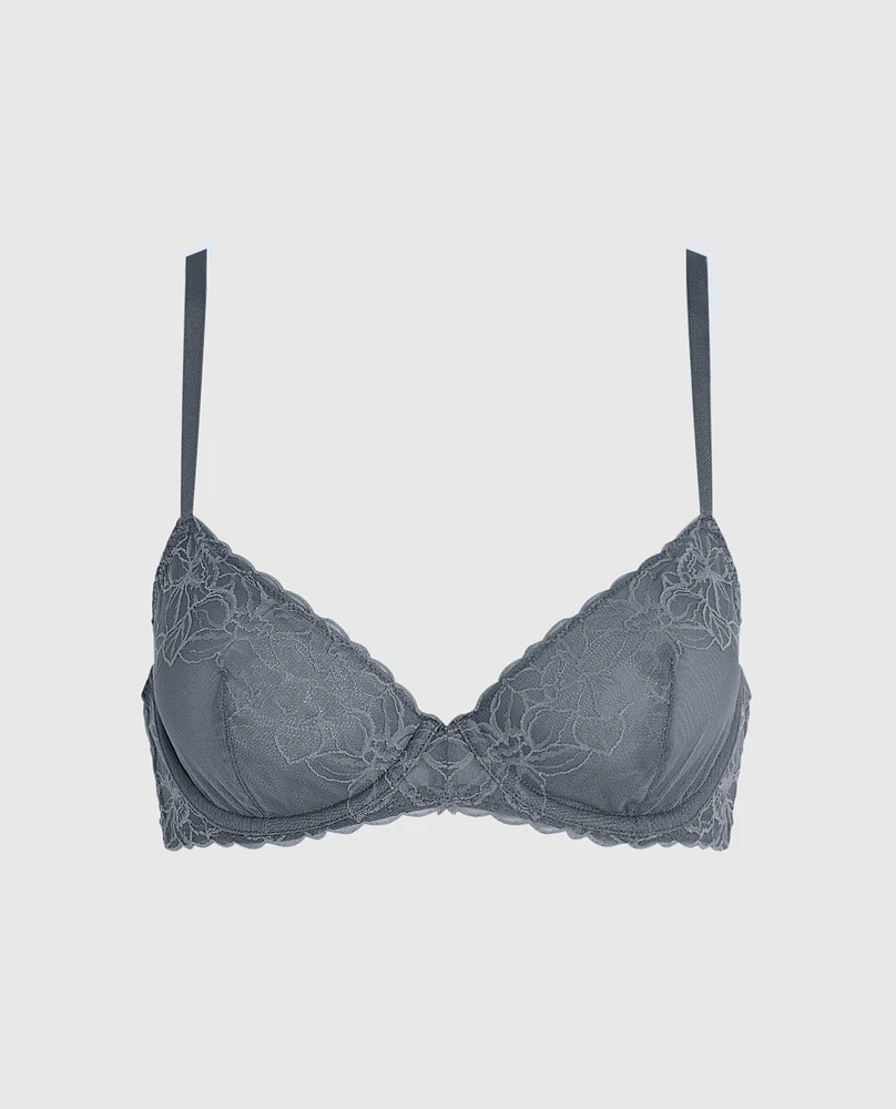 Unlined Lace Demi Bra Stormy Weather