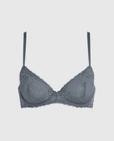 Unlined Lace Demi Bra Stormy Weather