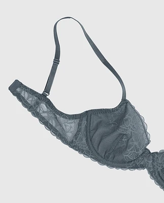 Unlined Lace Demi Bra Stormy Weather