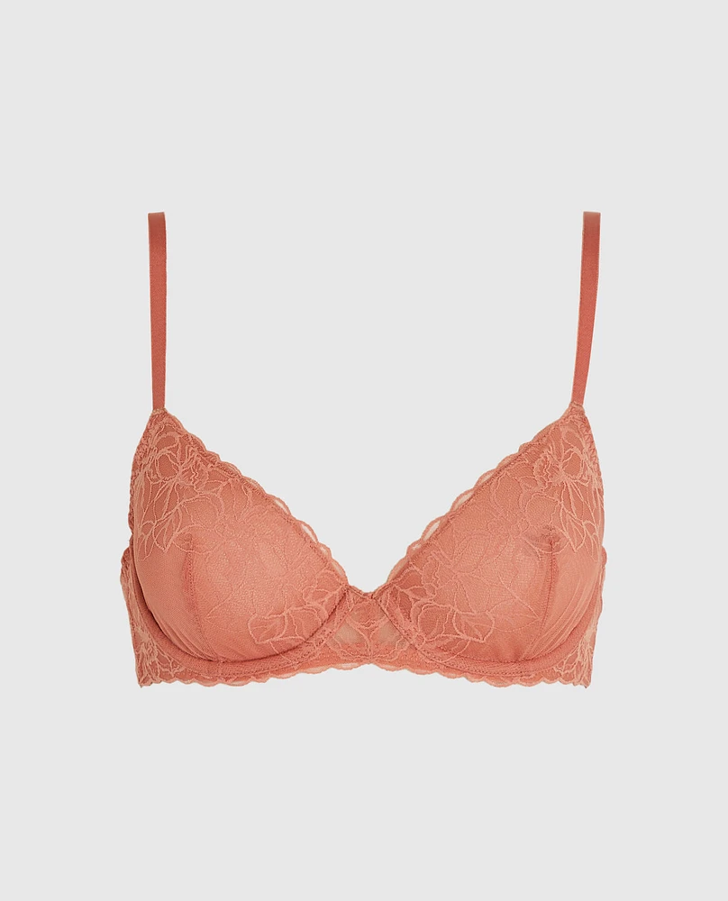 Unlined Lace Demi Bra Rosy Blush