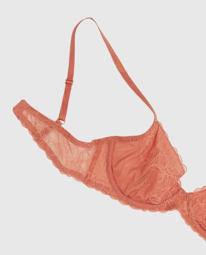 Unlined Lace Demi Bra Rosy Blush