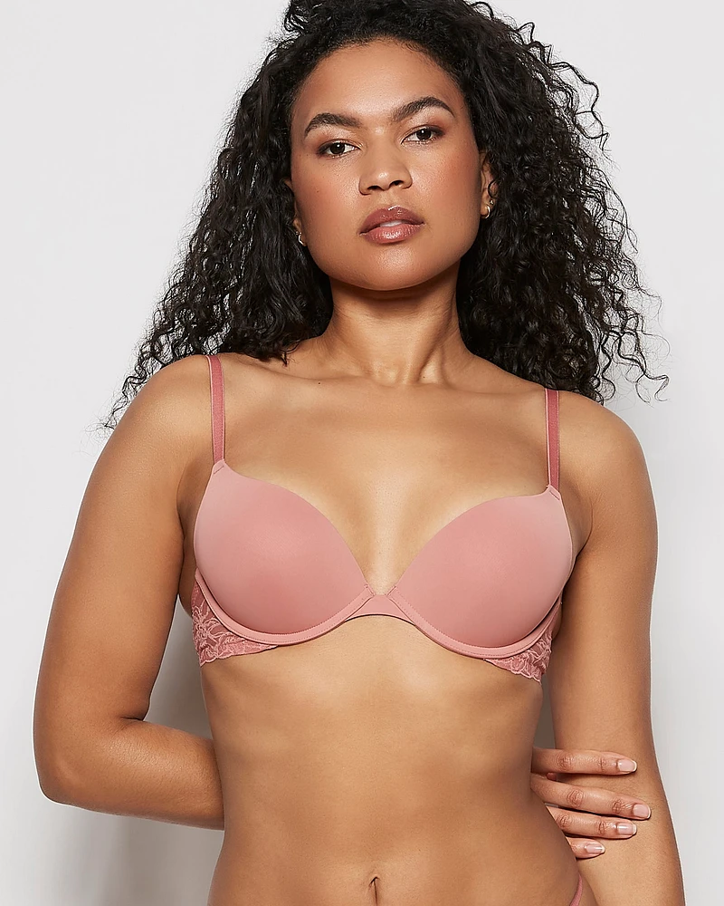 Push Up Bra with Lace Wing Rosy Blush