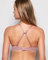 Push Up Bra with Lace Sheer Mauve