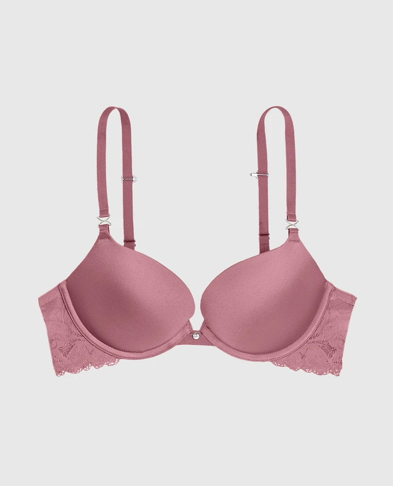 Push Up Bra with Lace Sheer Mauve