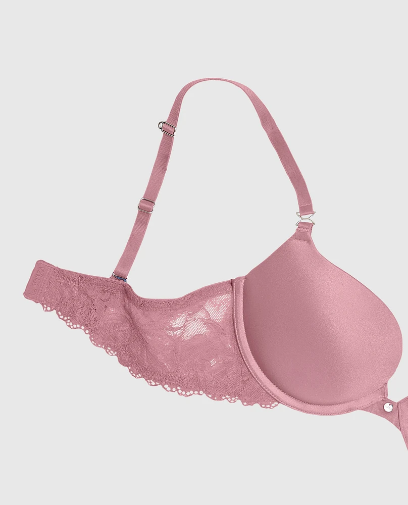 Push Up Bra with Lace Sheer Mauve