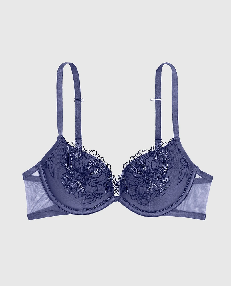 Push Up Bra with Lace Dusk Blue