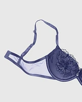 Push Up Bra with Lace Dusk Blue