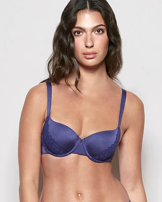 Soutien-gorge balconnet légèrement doublé aube bleutée avec dentelle