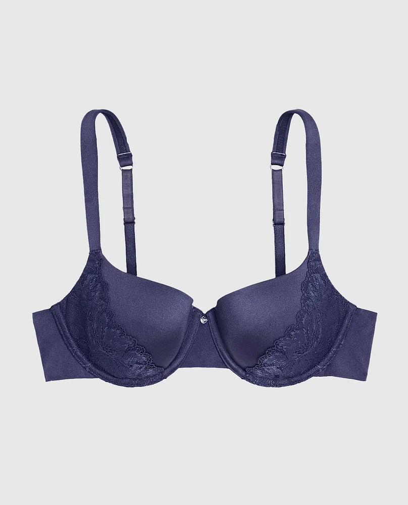 Soutien-gorge balconnet légèrement doublé aube bleutée avec dentelle