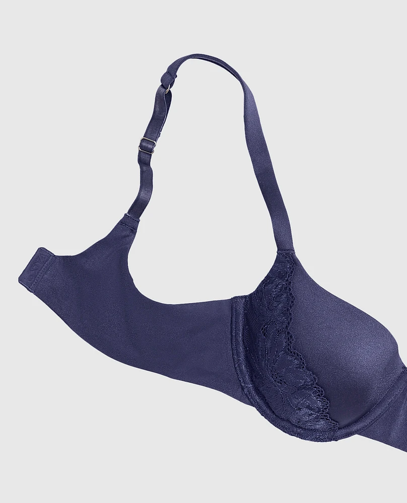 Soutien-gorge balconnet légèrement doublé aube bleutée avec dentelle