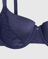 Soutien-gorge balconnet légèrement doublé aube bleutée avec dentelle